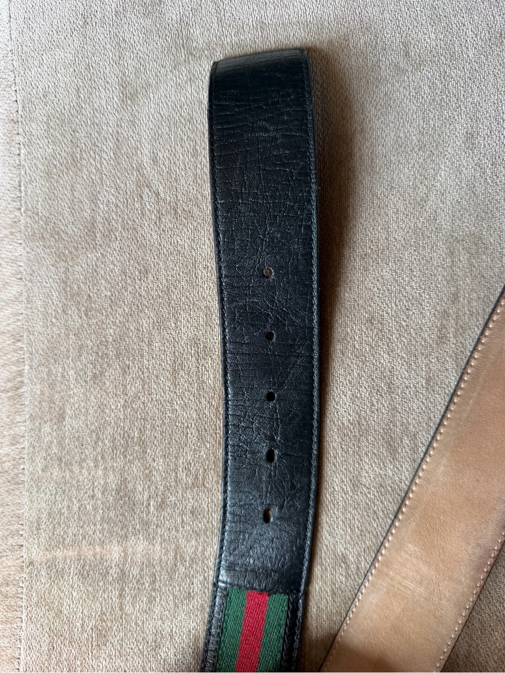 Gucci Black Leather Belt with Green and Red Web and Silver Double G Buckle - Picture 9 of 9